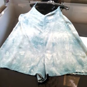 Anthropologie size S green tie dye romper 100% rayon